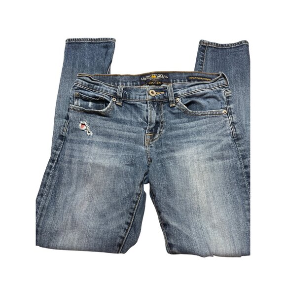 Lucky Brand Denim - Lucky Brand Sienna Slim Boyfriend Jeans Light Distressing Blue Denim Size 00
